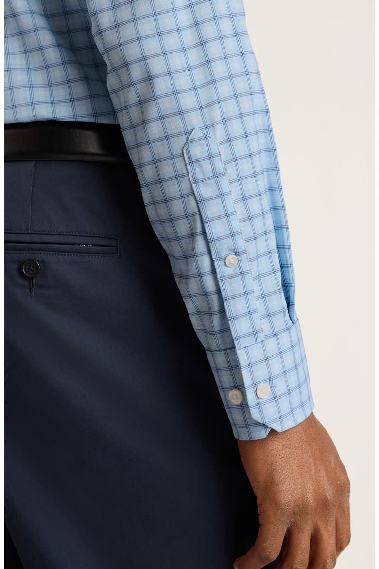 Tech Slim Fit Plaid Performance Button-Up Shirt, Alternate, color, BLUE YUMO PLAID