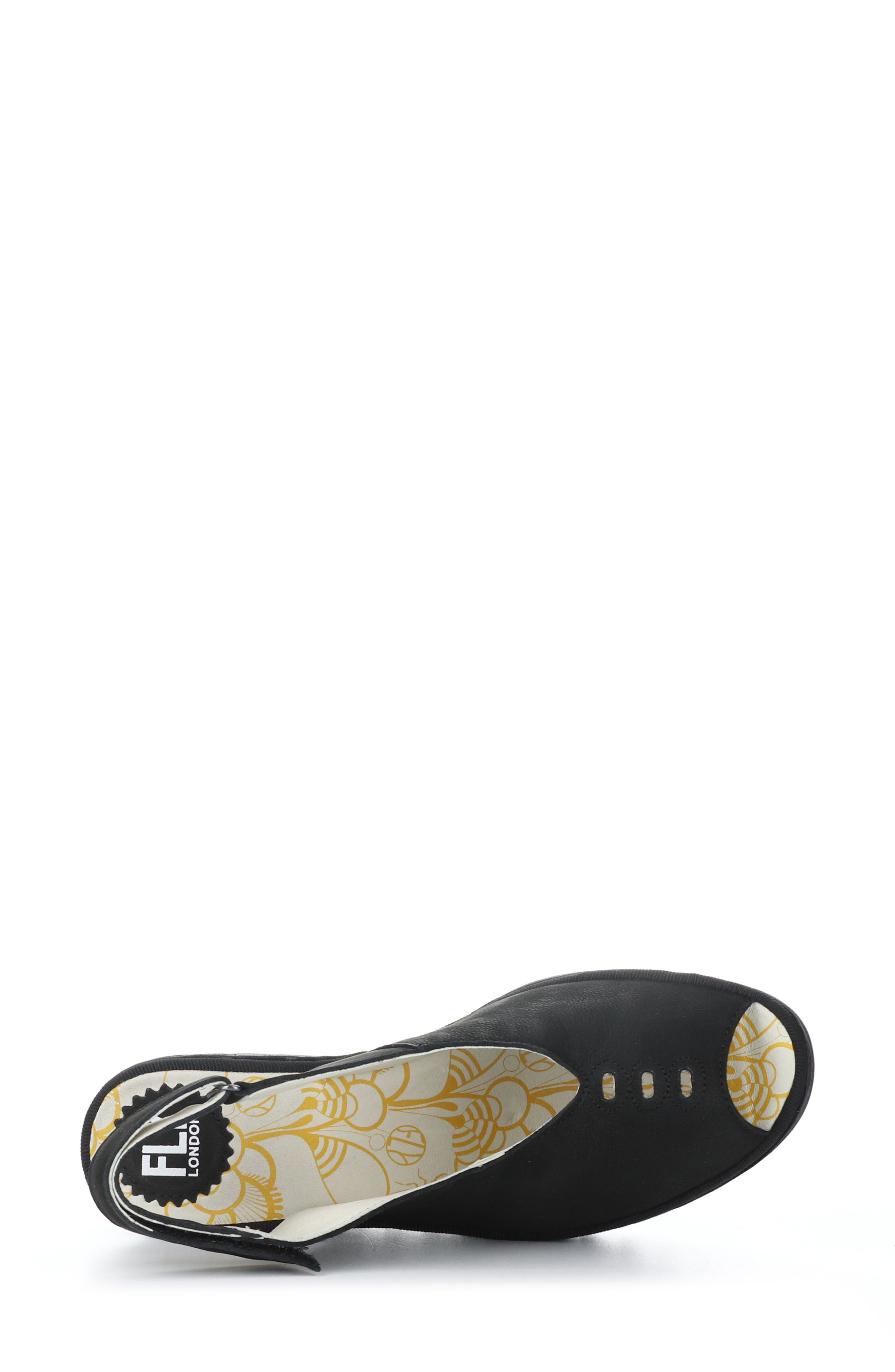 Fly London Yeay Peep Toe Sandal, Alternate, color, Black Cupido