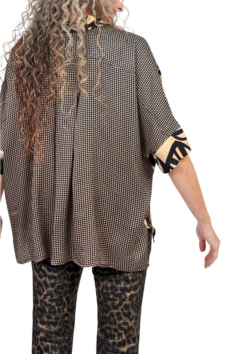 Alembika Serene mixed print button-up shirt, Alternate, color, 