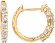 SUZY LEVIAN 14K Yellow Gold Diamond Huggie Hoop Earrings