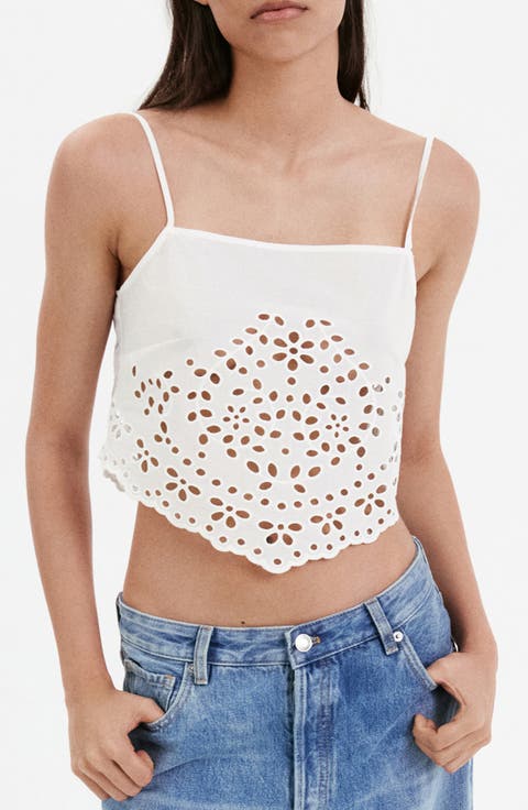 Embroidered Eyelet Crop Top