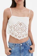 MANGO Embroidered Eyelet Crop Top