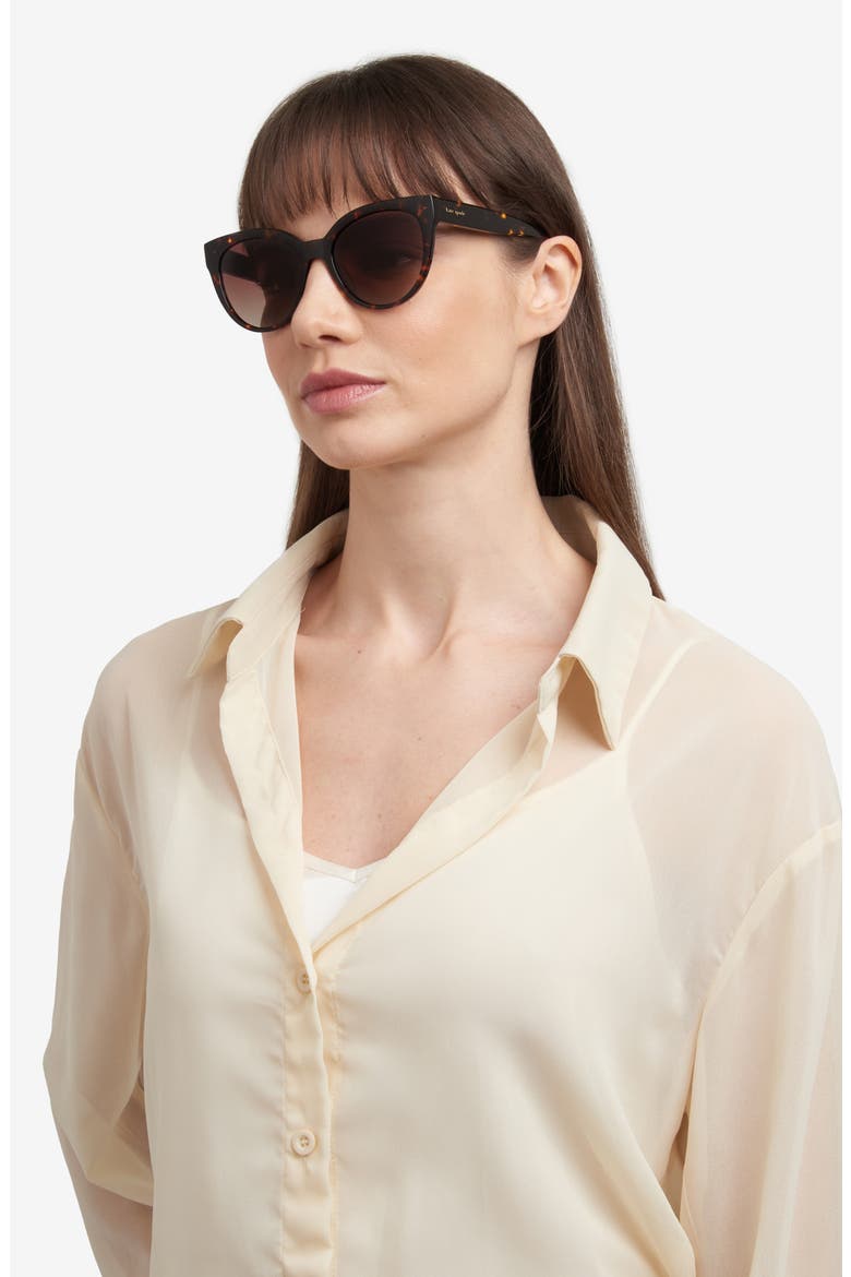 Javana 54mm Polarized Round Cat Eye Sunglasses, Alternate, color, HAVANA