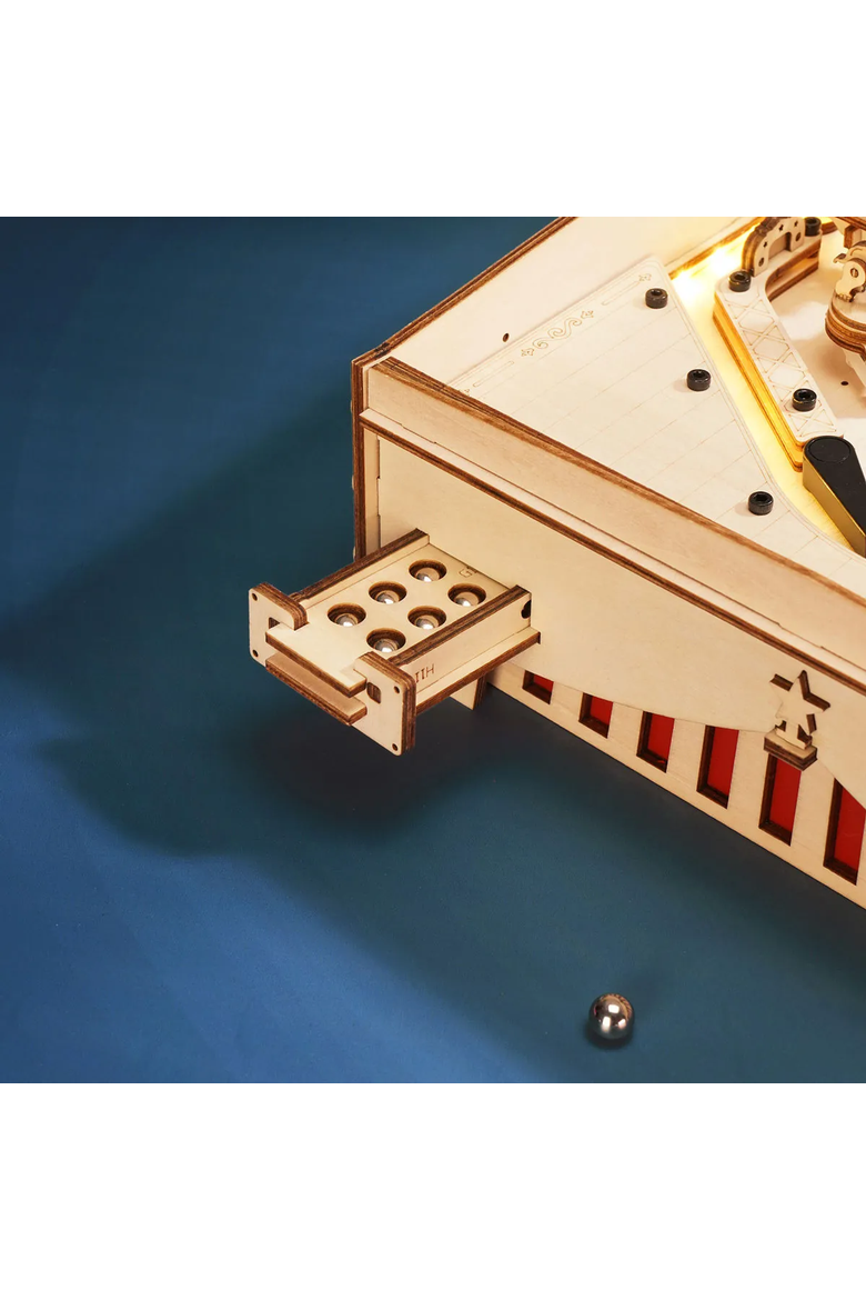 Pinball Machine DIY Building Kit by ROBOTIME, Alternate, color, Beige
