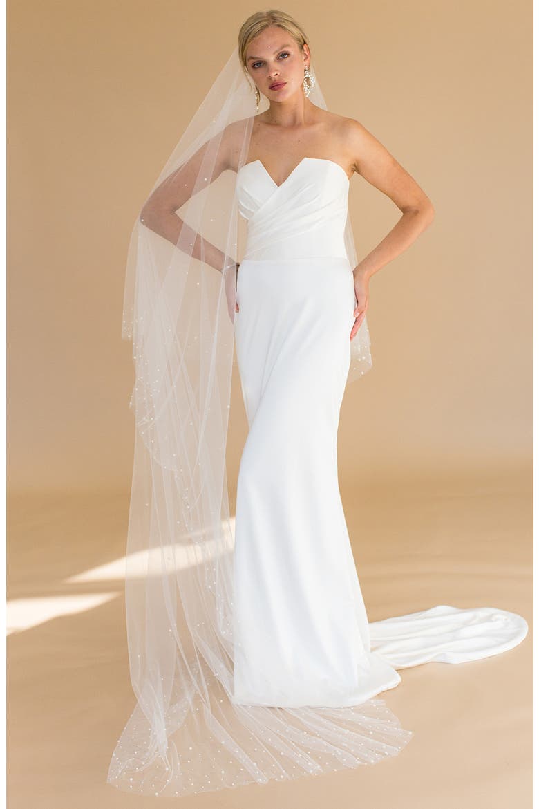 Arwen Imitation Pearl Cathedral Veil (Nordstrom Exclusive), Main, color, IVORY