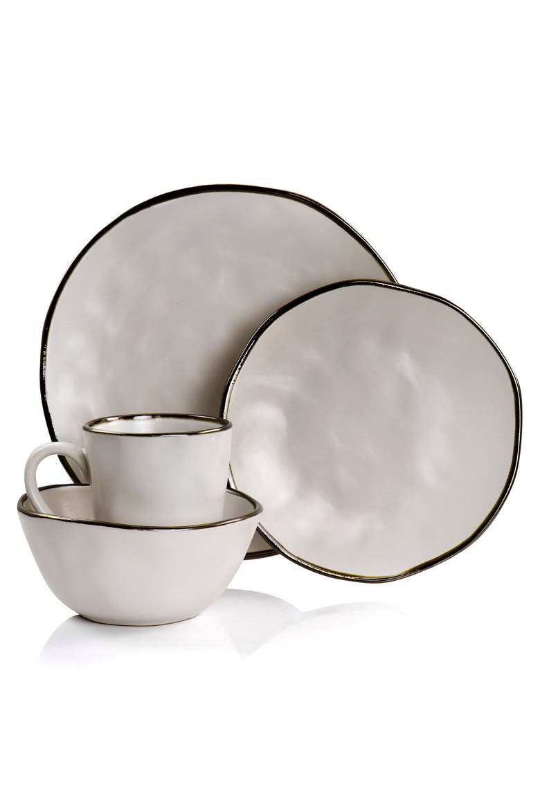 Modern 16 Piece Stoneware Dinnerware Set, Alternate, color, White