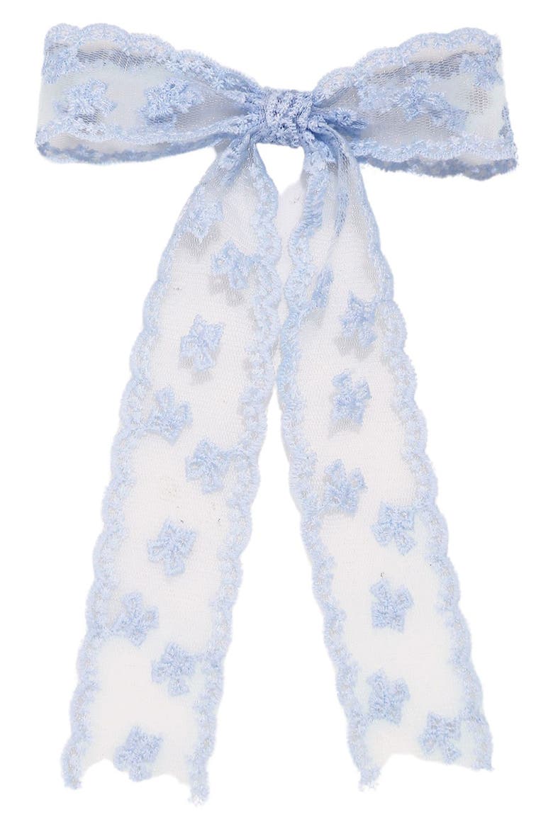 Scalloped Lace Hair Bow, Main, color, SKY