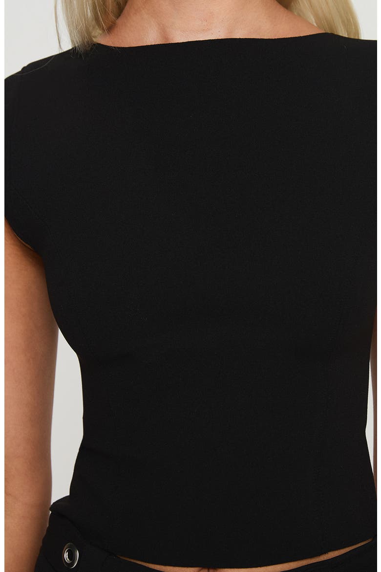 Ayumi Zip Back Jersey Top, Alternate, color, BLACK