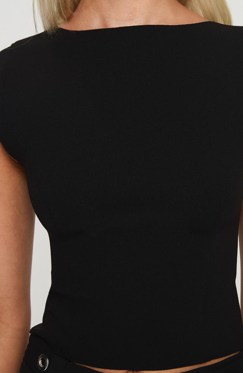 Princess Polly Ayumi Zip Back Jersey Top, Alternate, color, Black