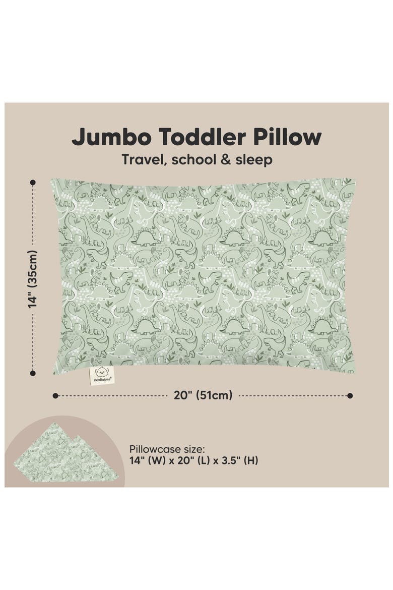 Jumbo Toddler Pillow with Pillowcase, Alternate, color, DinoDood