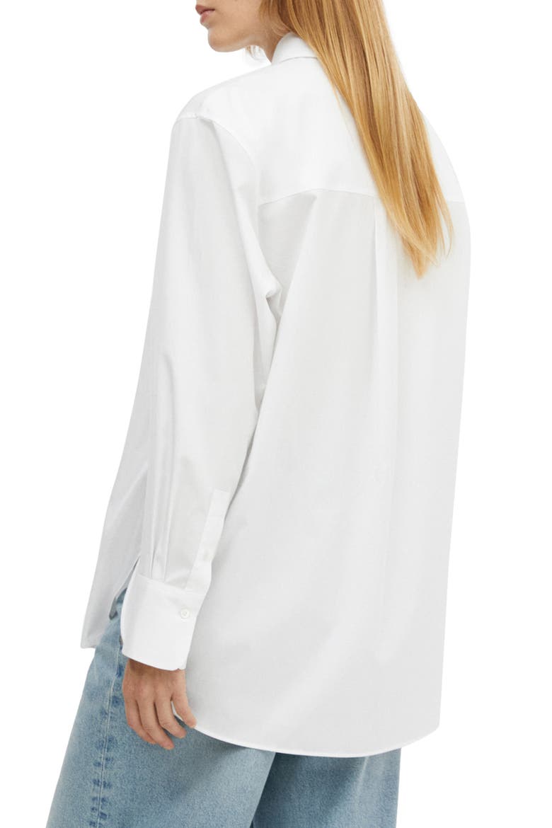 Oversize Cotton Button-Up Shirt, Alternate, color, WHITE
