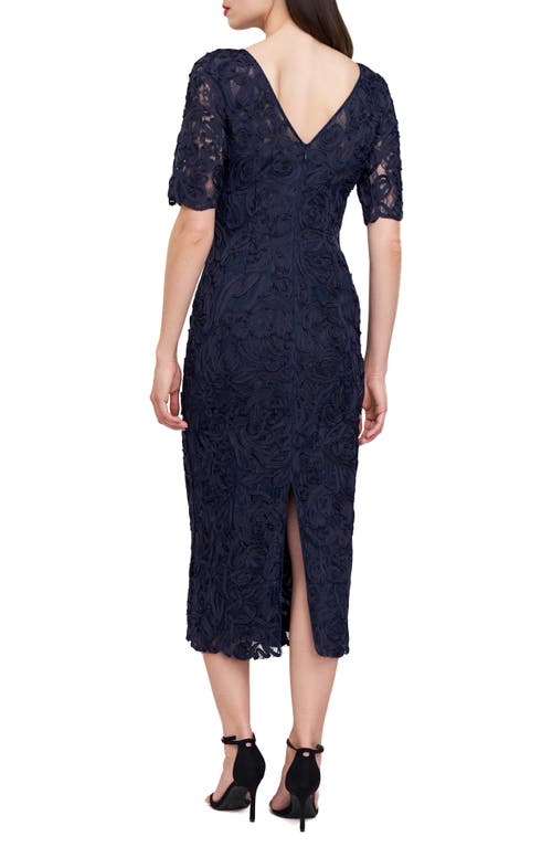 Js Collections Zaria Soutache Lace Cocktail Dress In Deep Navy