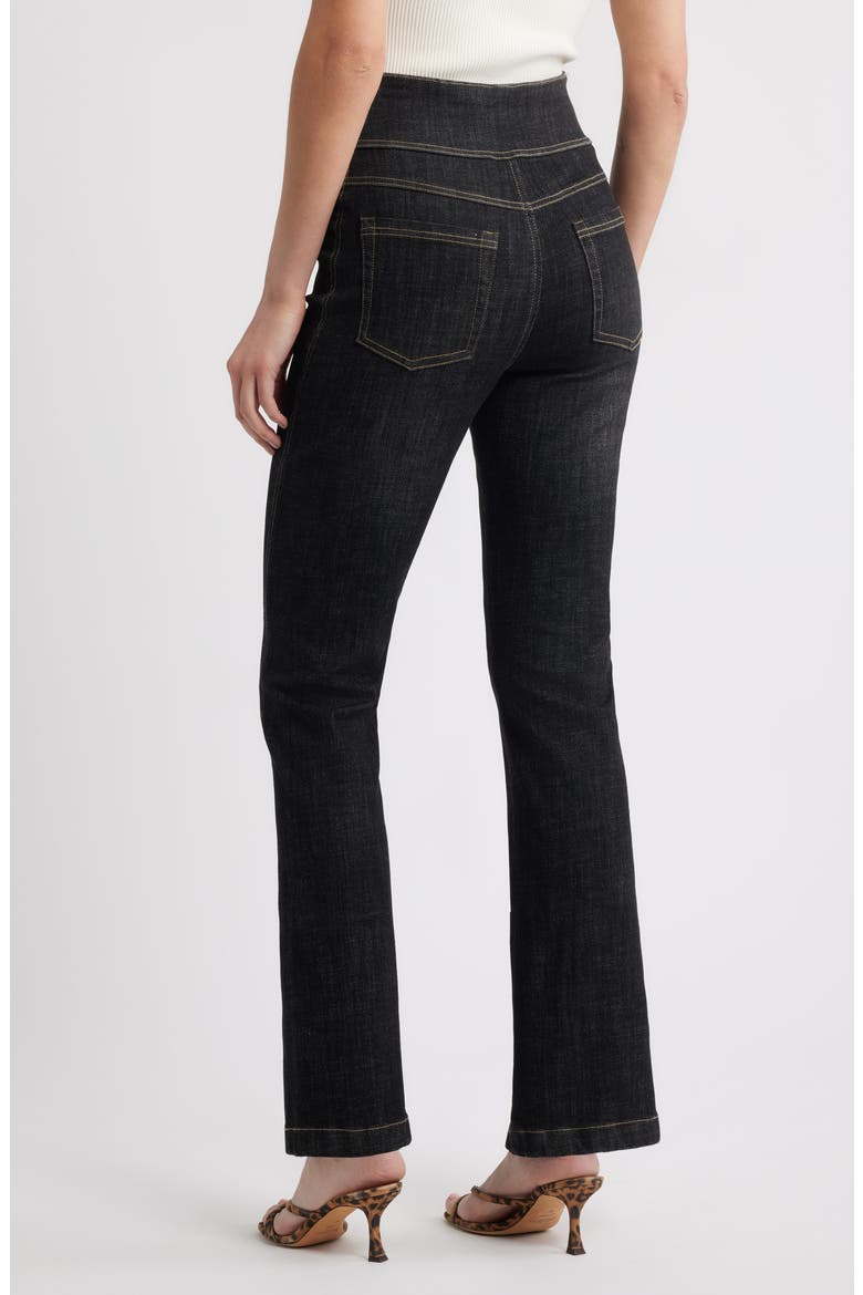 Crosshatch Slit Hem Denim Leggings, Alternate, color, BLACK