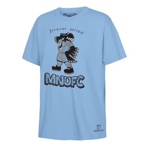 Mitchell & Ness Kids' Youth   Light Blue Minnesota United Fc Mascot T-shirt