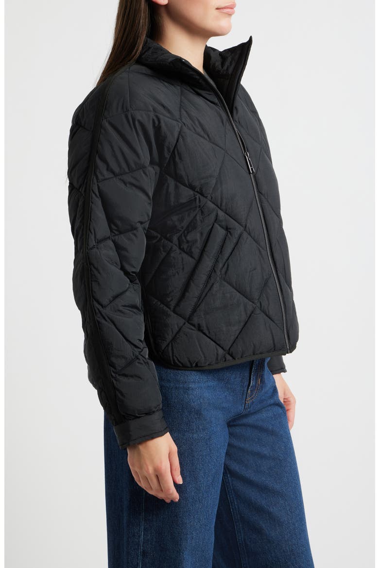 Crop Diamond Quilted Jacket, Alternate, color, BLACK