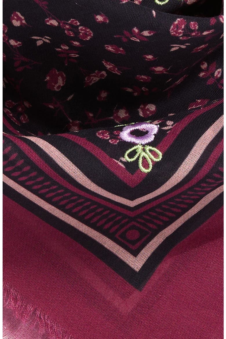 Embroidered Floral Bandana, Alternate, color, BURGUNDY MINI FLORAL