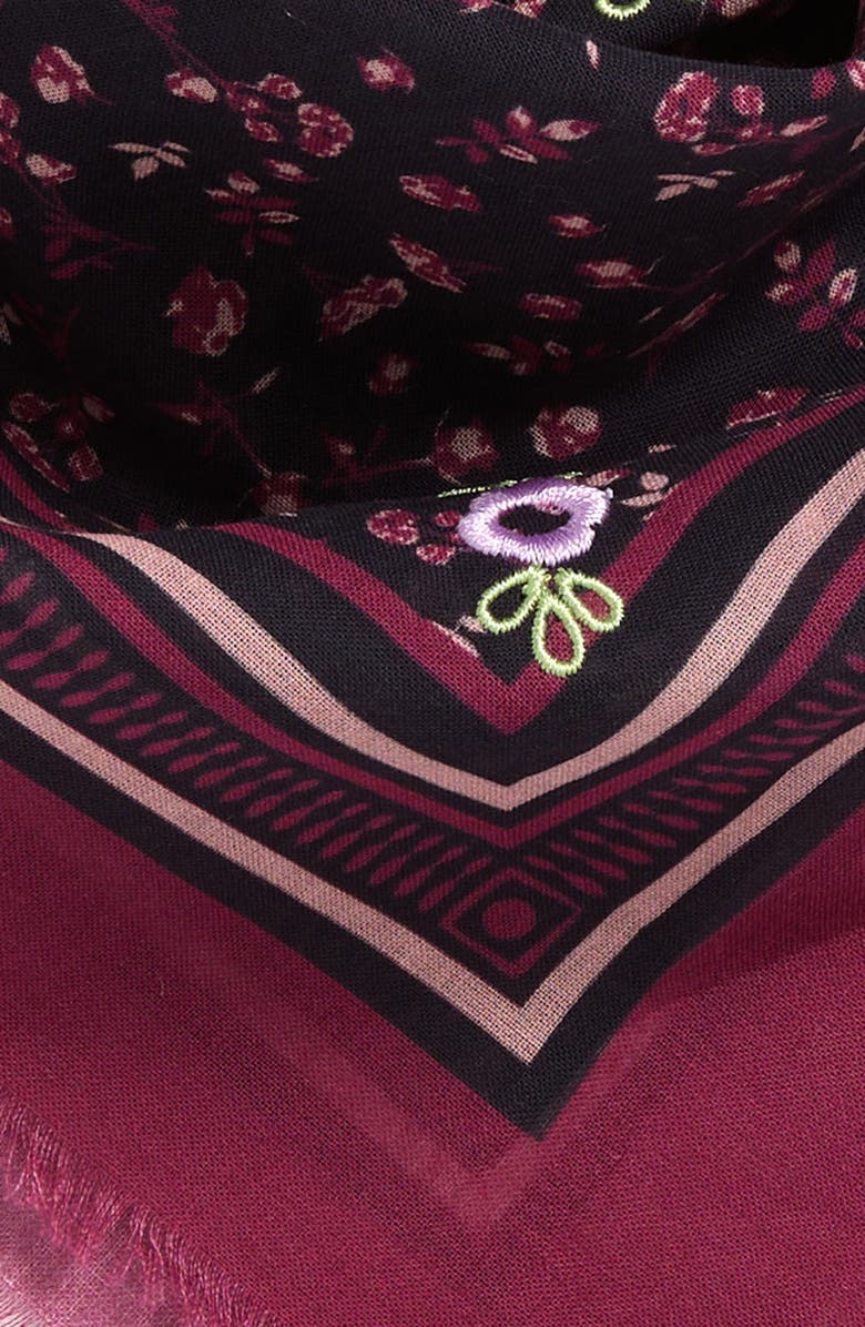 Treasure & Bond Embroidered Floral Bandana, Alternate, color, Burgundy Mini Floral