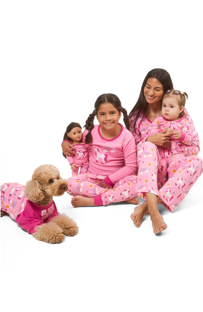 Leveret Footed Cotton Matching Family Pajamas, Whimsy & Fantasy Prints, Alternate, color, Unicorn Rainbow