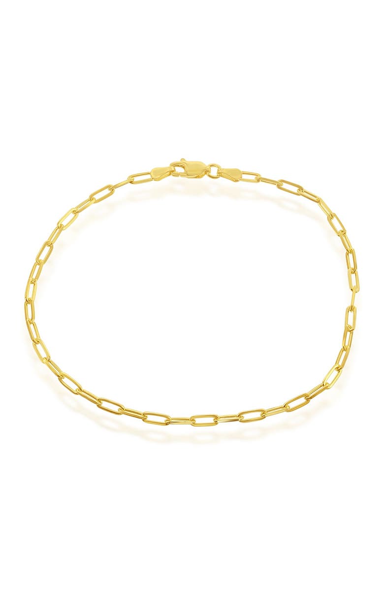 SIMONA 14K Yellow Gold Plated Sterling Silver 2.8mm Paper Clip Chain Anklet, Main, color,