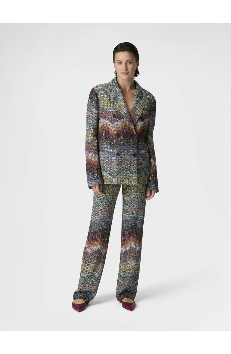 Missoni Viscose Lamé Straight Trousers With Sequins, Alternate, color, Green& Brown