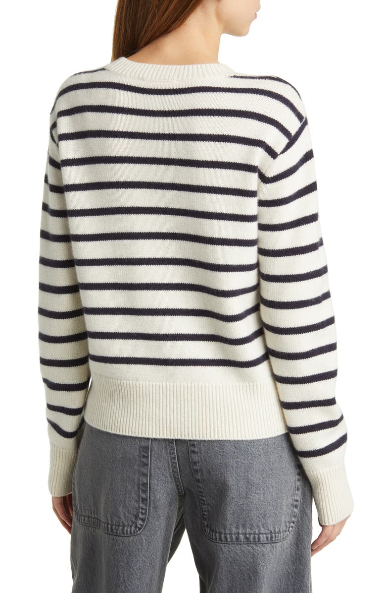FRAME Stripe Cashmere Crewneck Sweater, Alternate, color, Navy Multi