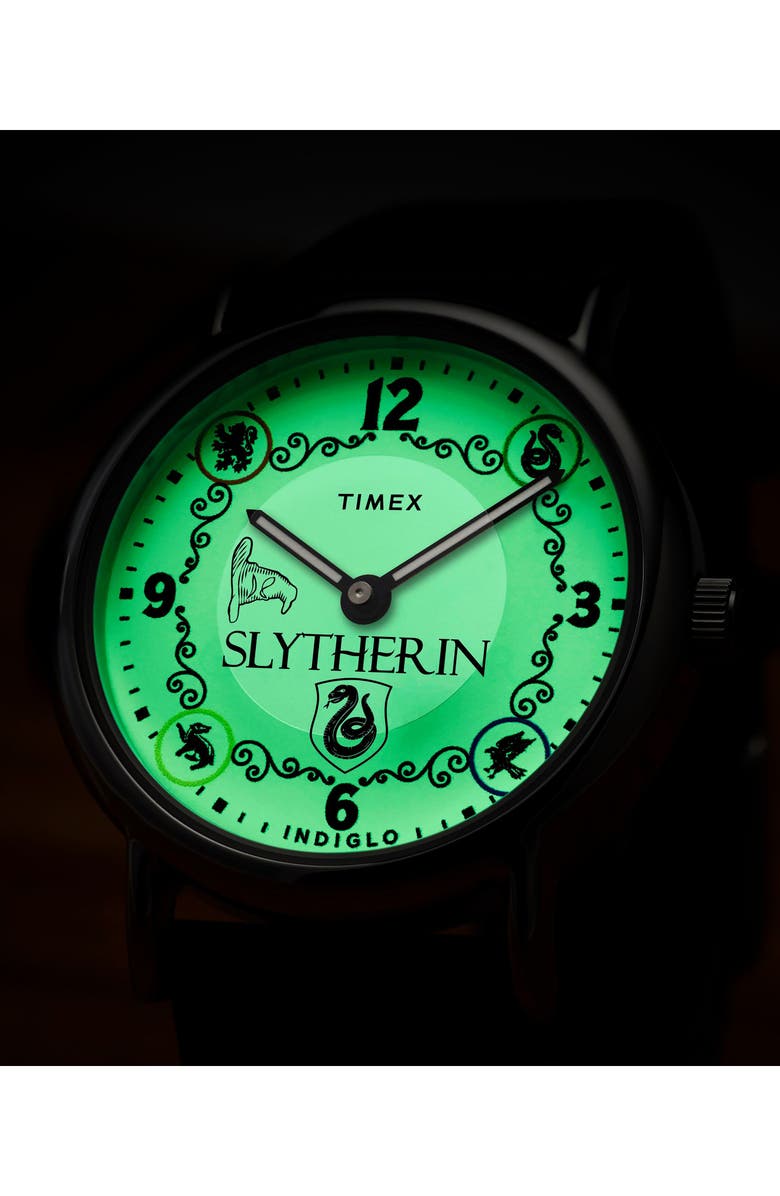 Timex<sup>®</sup> Harry Potter x Timex Weekender 38mm Leather Strap Watch, Alternate, color, Slytherin