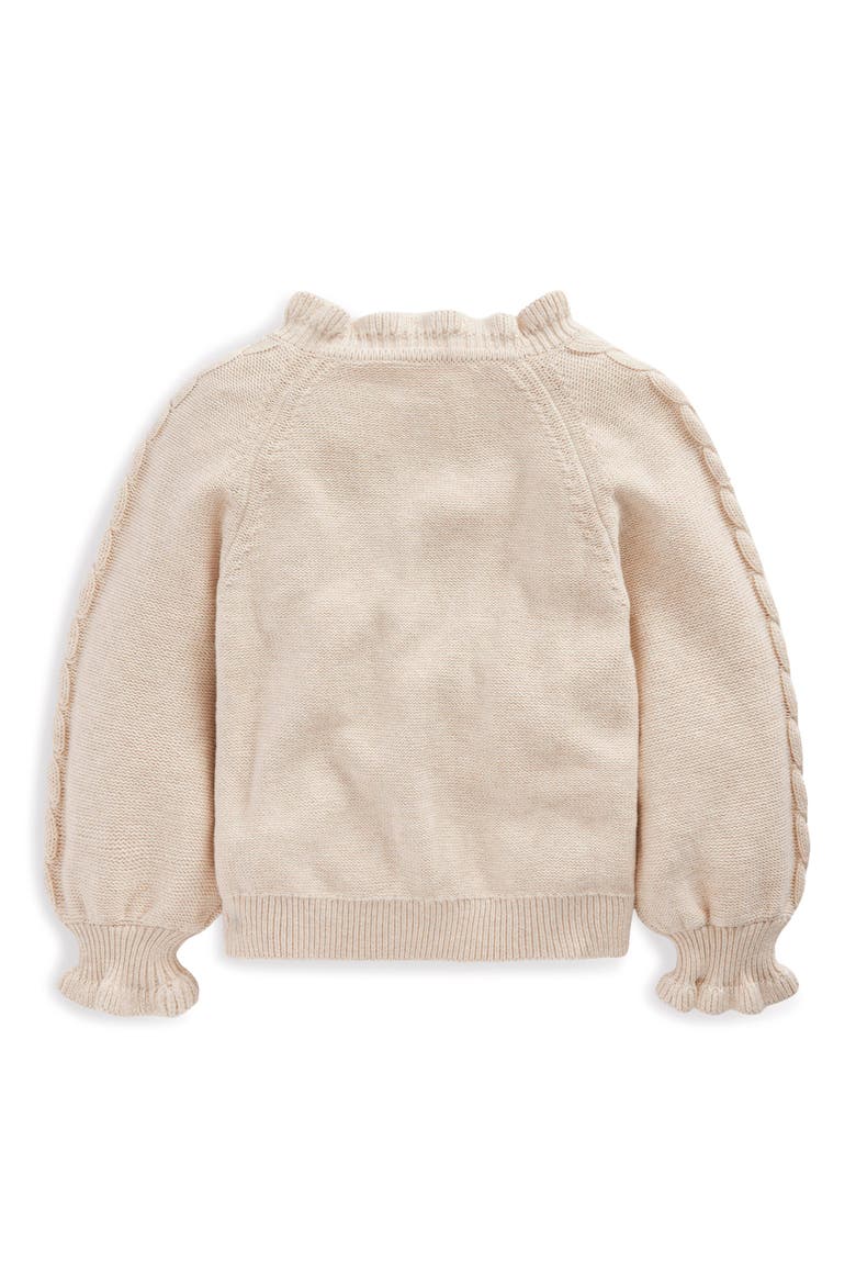Kids' Floral Embroidered Cotton Cardigan, Alternate, color, OATMEAL MARL