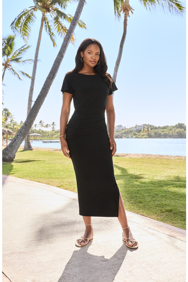 Kaia Shirred Side Jersey Body-Con Dress, Alternate, color, BLACK