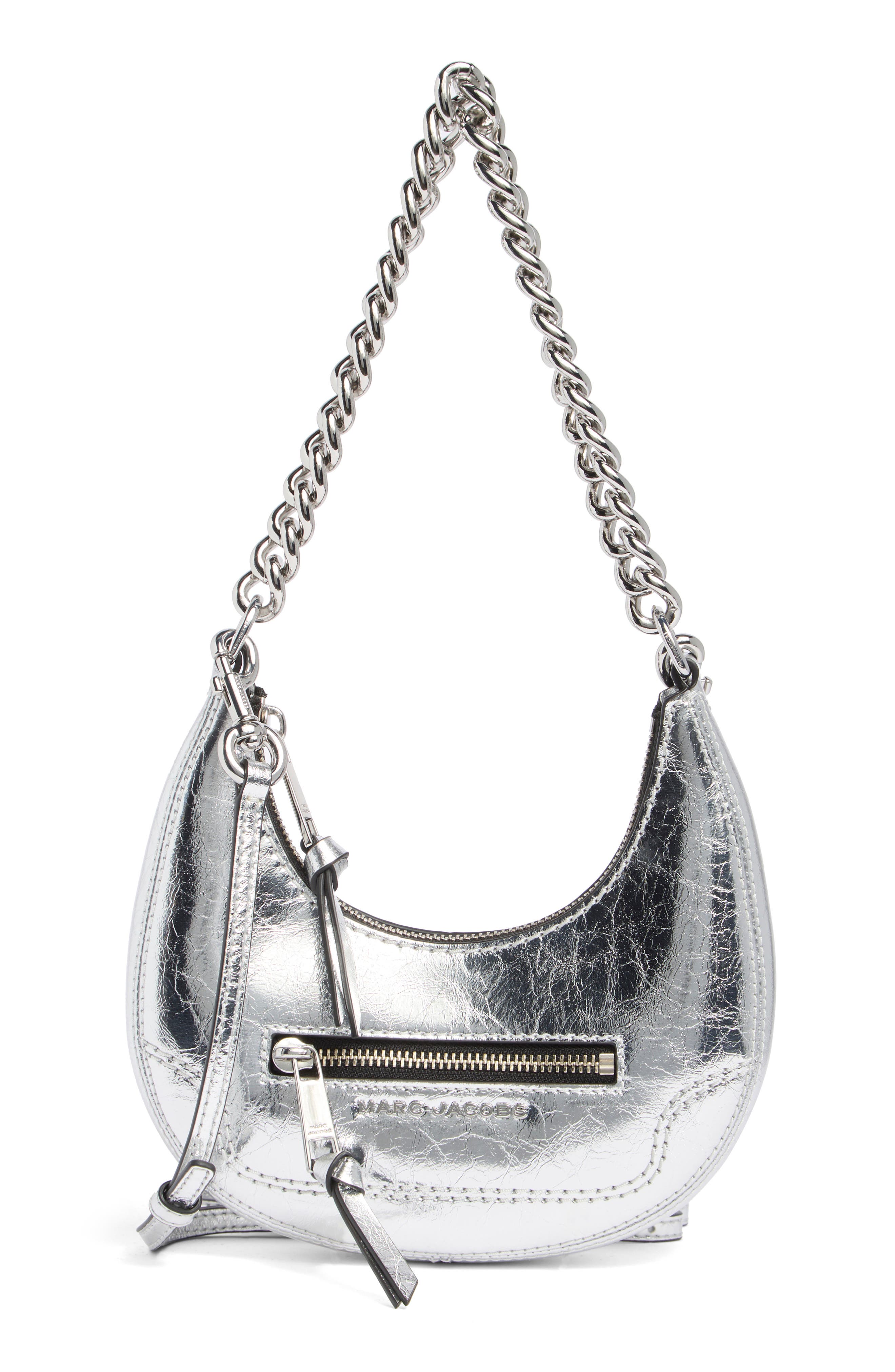 Marc Jacobs Mini Crescent Metallic Crossbody Bag, Main, color, 