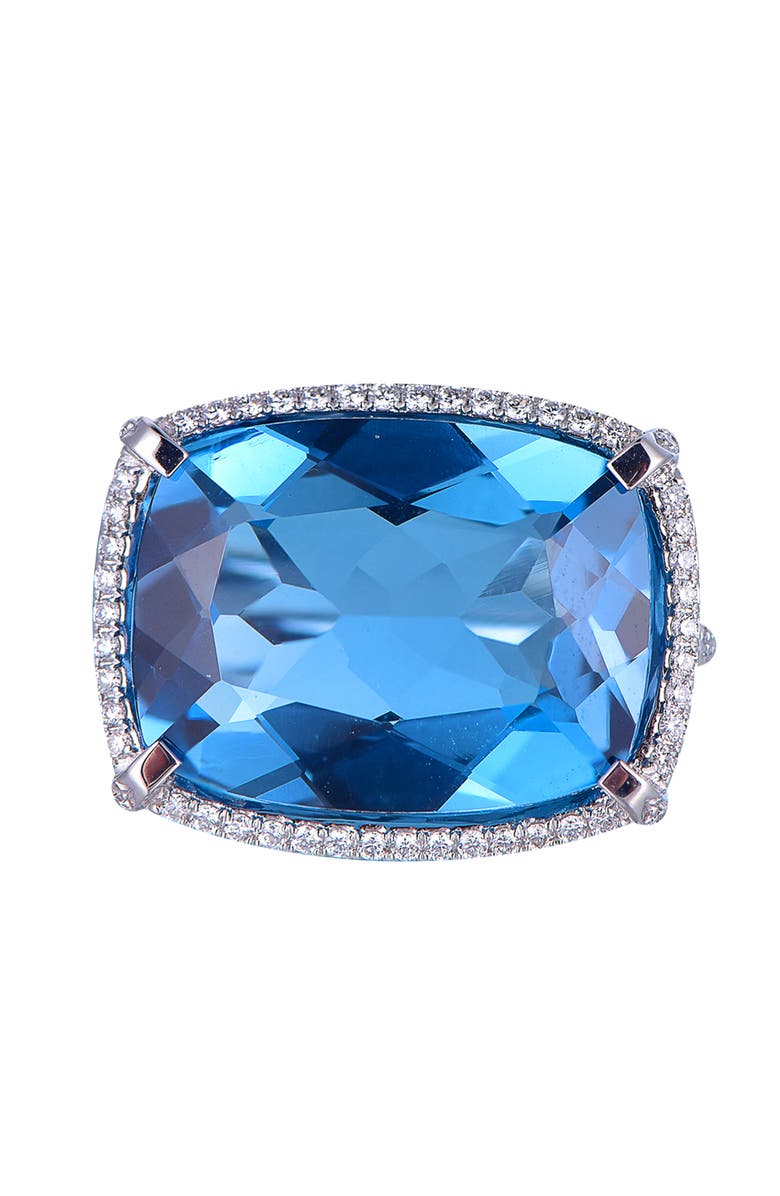 Kahn High Jewelry London Blue Topaz Ring with Diamonds, Alternate, color, London Blue