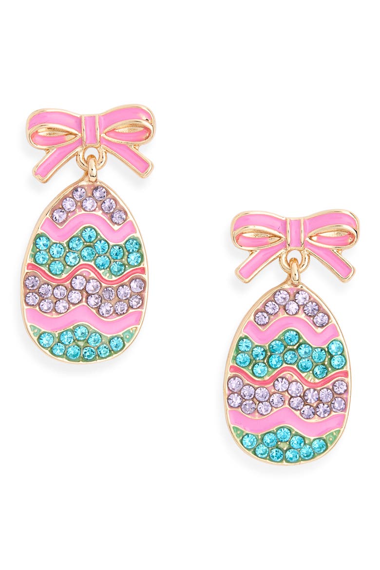Easter Egg Drop Earrings, Main, color, PINK MULTI- GOLD