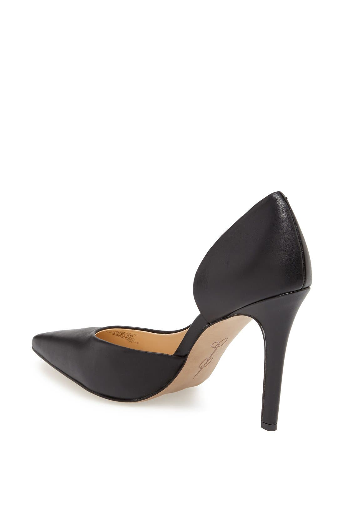 'Claudette' Half d'Orsay Pump, Alternate, color, BLACK NEW ALASKA/ LEATHER