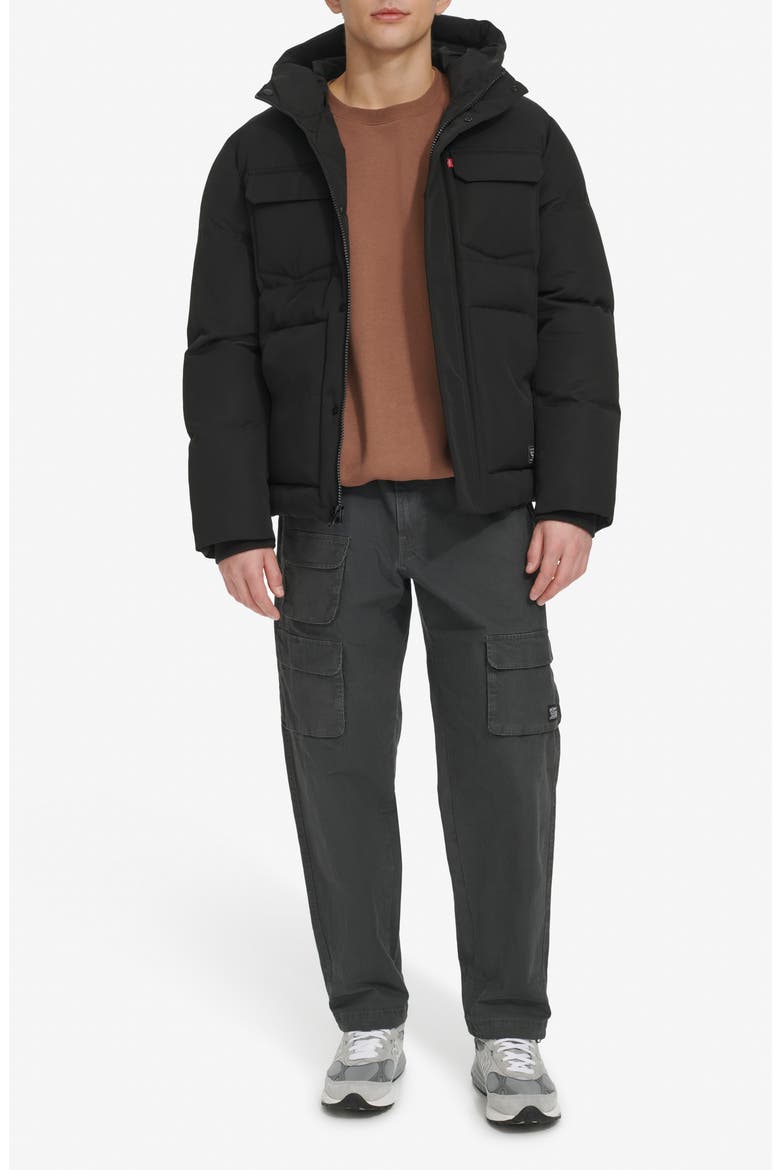 Water Resistant Hooded Quilted Puffer Jacket, Alternate, color, BLACK
