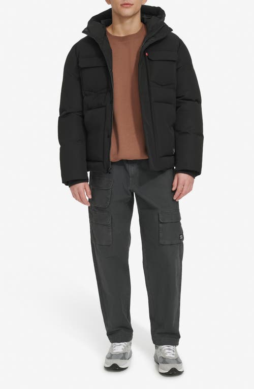 Levi's Water Resistant Hooded Quilted Puffer Jacket In Black