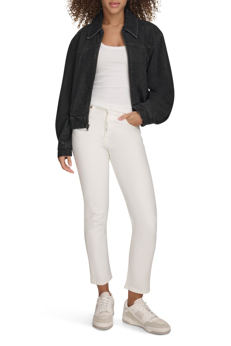 Western Denim Bomber Jacket, Alternate, color, BLACK WASH DENIM