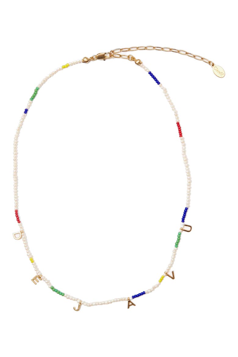 Déjà Vu Beaded Charm Necklace, Main, color, CREAM