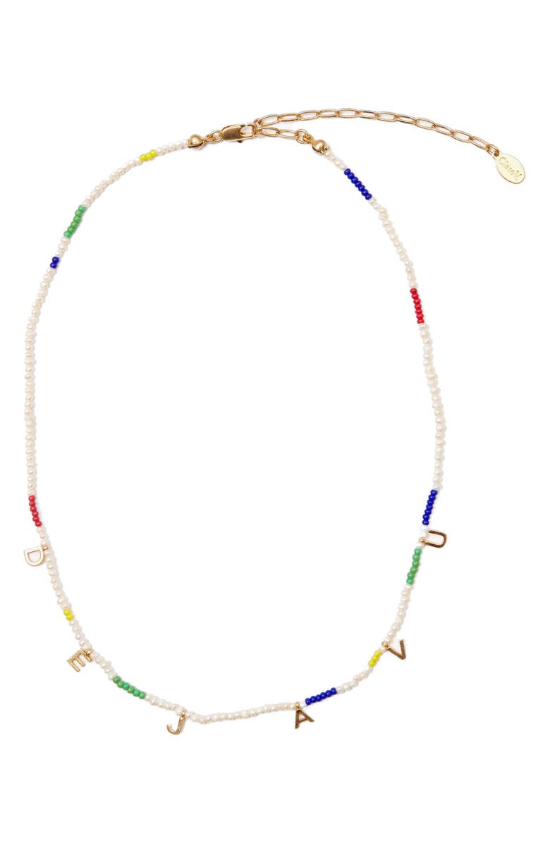 Clare V. Déjà Vu Beaded Charm Necklace, Main, color, Cream