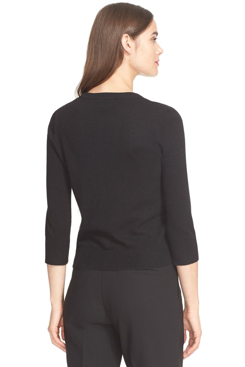 jewel button cardigan, Alternate, color, BLACK