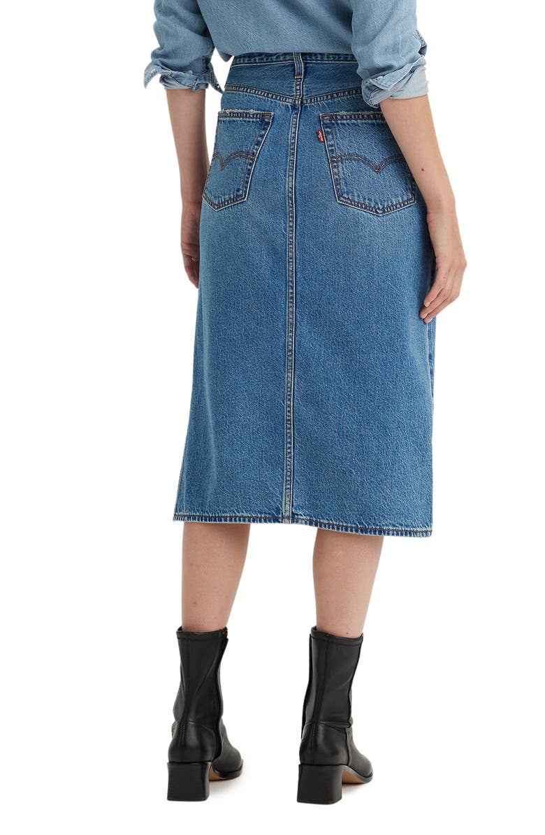 Levi's<sup>®</sup> Side Slit Denim Midi Skirt, Alternate, color, 