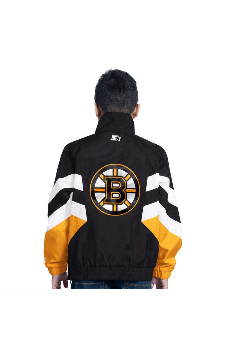 STARTER Youth Starter Black Boston Bruins Prospect Half-Zip Pullover Top, Alternate, color, Black