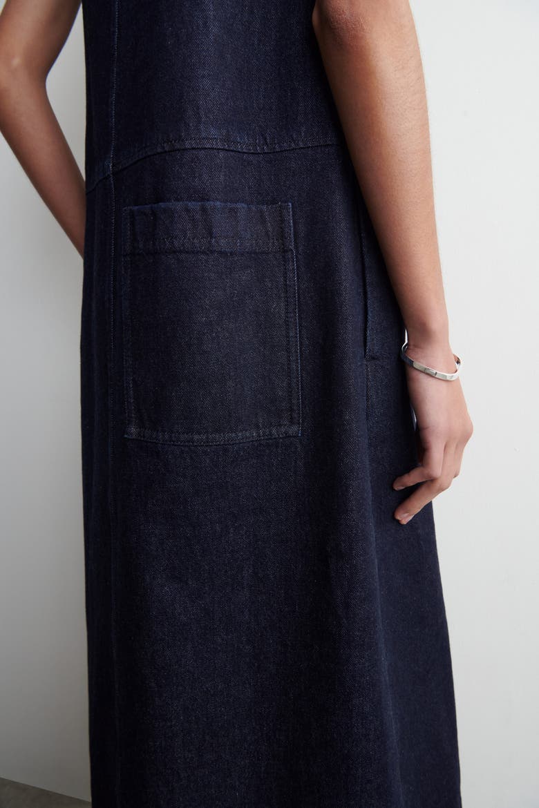 A-Line Denim Midi Dress, Alternate, color, INDIGO