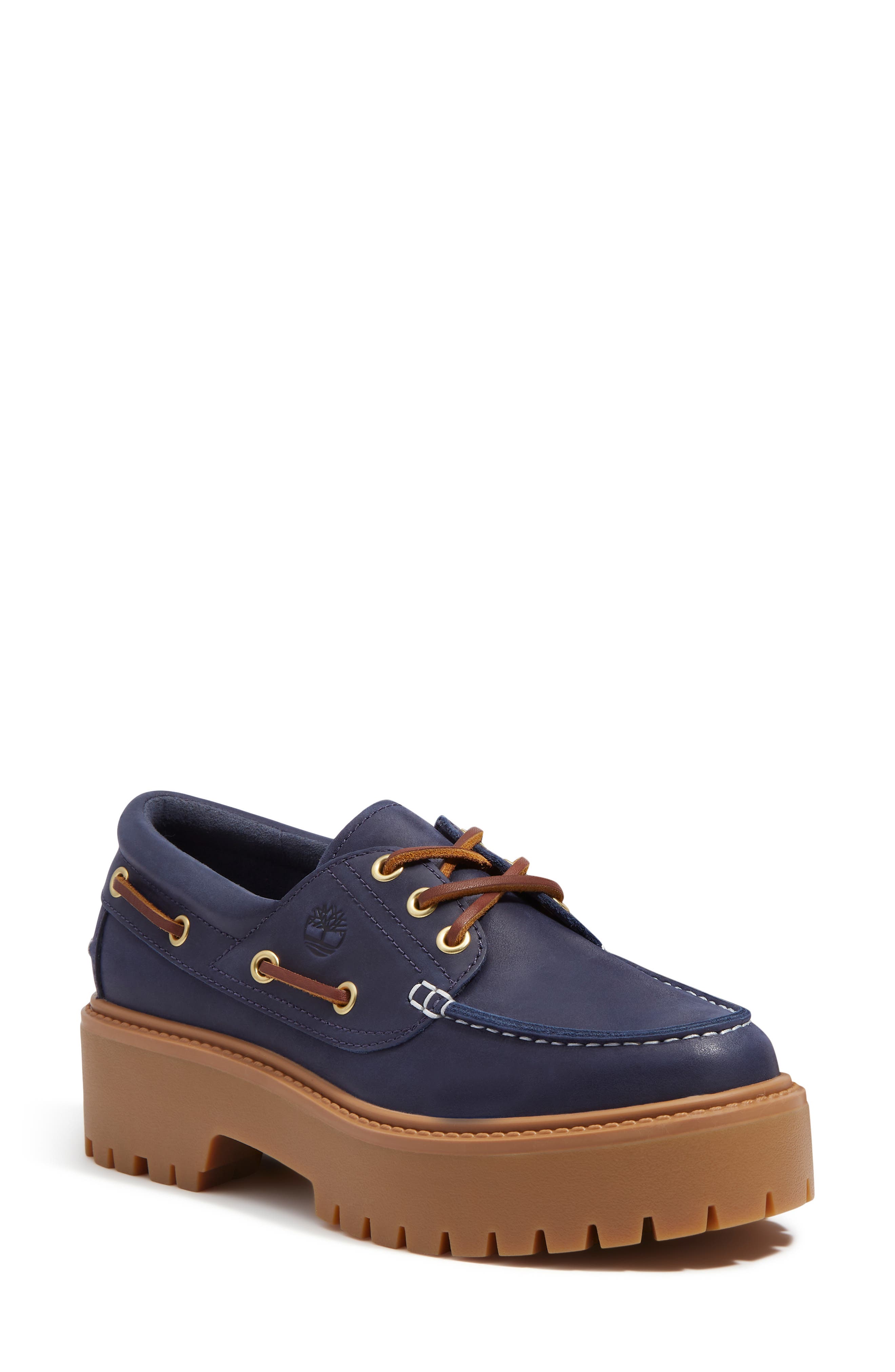 Timberland Stone Street Platform Boat Shoe, Main, color, Dark Blue Full Grain