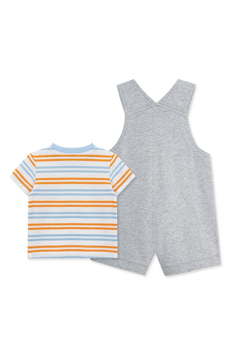 Little Me Stripe T-Shirt & Giraffe Shortall Set, Alternate, color, Grey