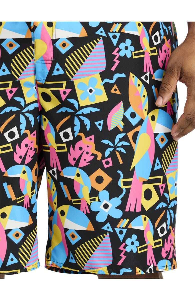 True Nation by DXL Big & Tall Toucan Print Swim Trunks, Alternate, color,