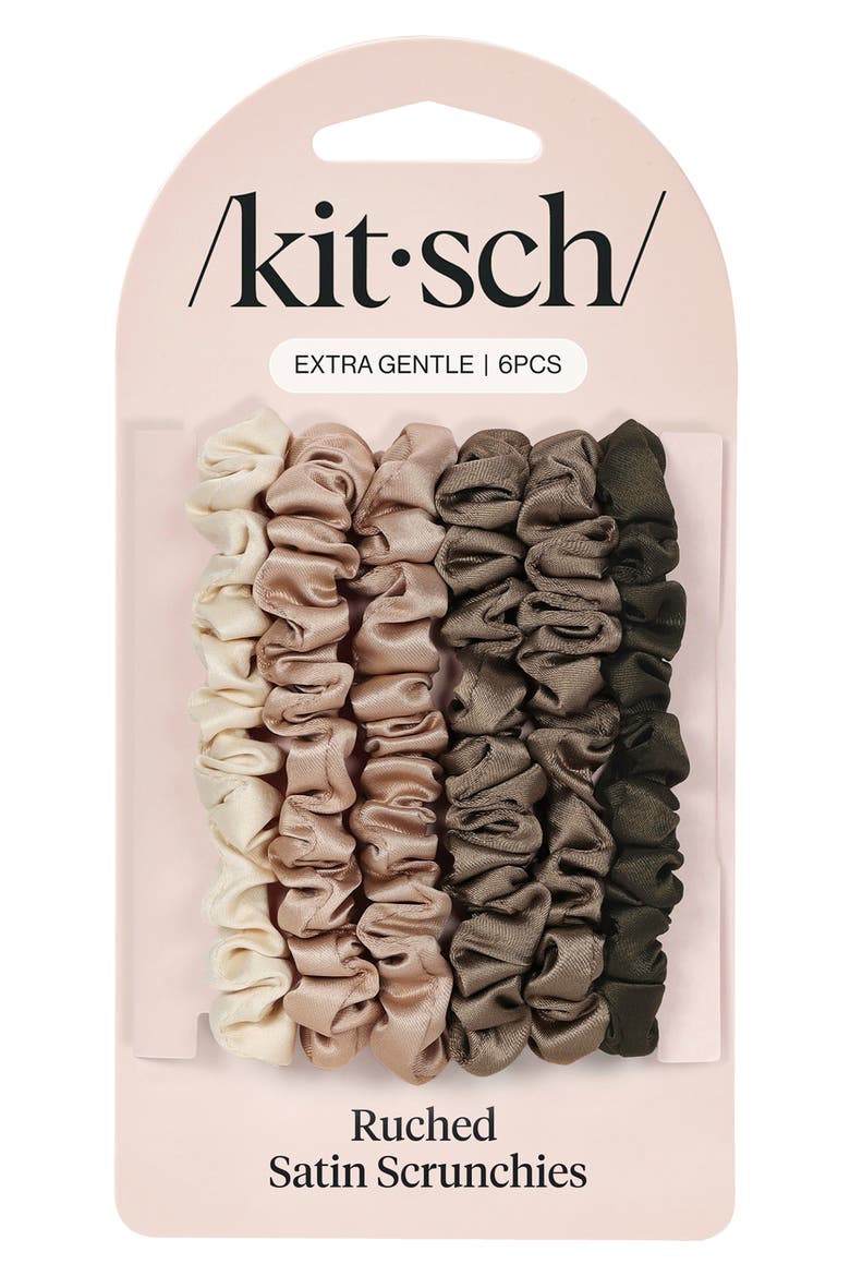Satin Ultra Petite 6-Pack Scrunchies, Alternate, color, EUCALYPTUS
