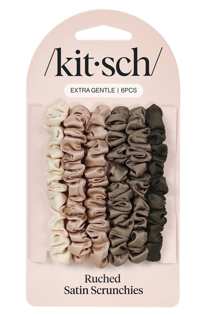 Kitsch Satin Ultra Petite 6-Pack Scrunchies, Alternate, color, Eucalyptus
