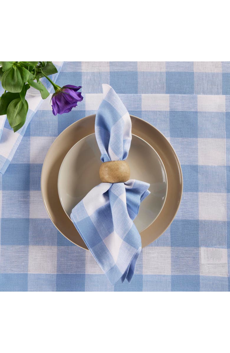 Solino Home Linen Dinner Napkins - Buffalo Check, 20" x 20" Inch, Alternate, color, Chambray Blue And White