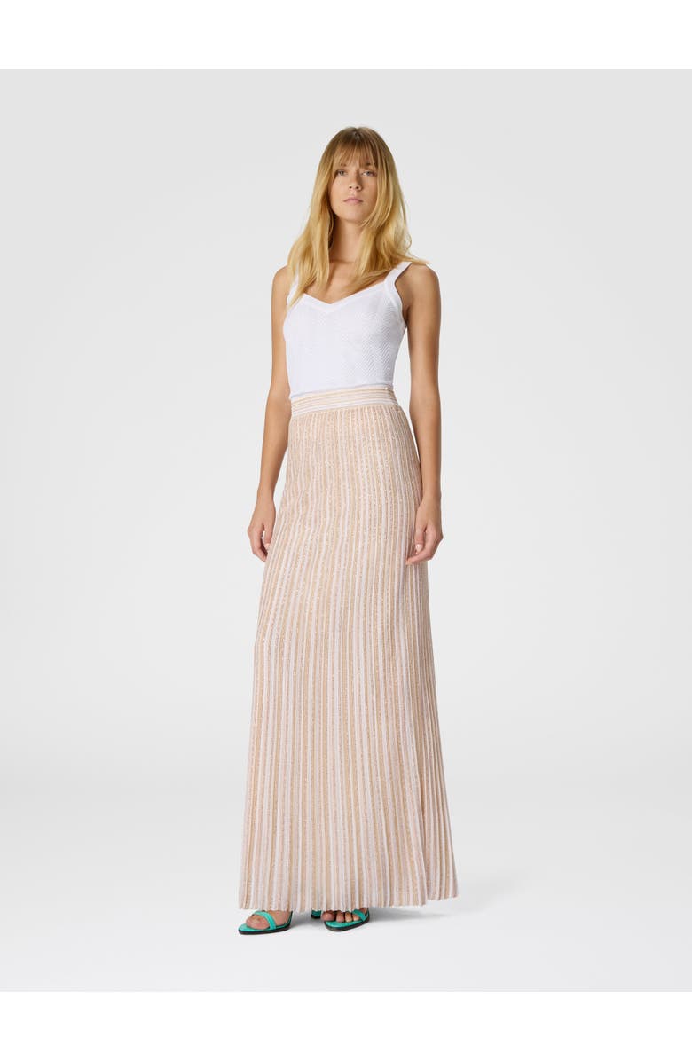 Missoni Long Skirt With Lamé Stripes, Alternate, color, White