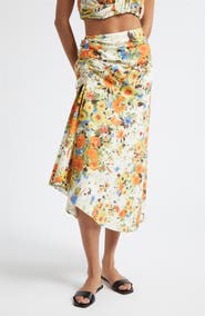 A.L.C. Naomi Floral Print Ruched Skirt