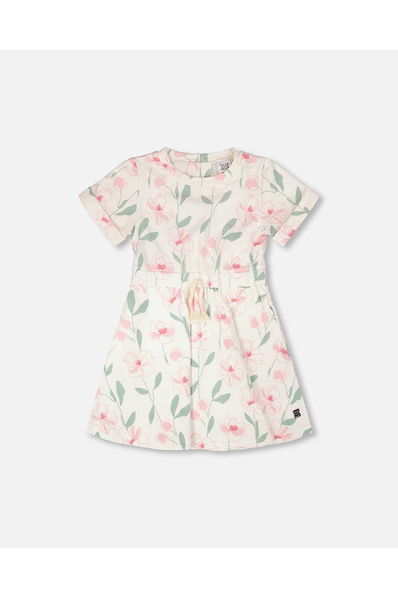 French Terry Flowers Short Sleeve Dress, Main, color, Off White Printed Flowers